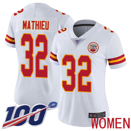 Women Kansas City Chiefs #32 Mathieu Tyrann White Vapor Untouchable Limited Player 100th Season Football Nike NFL Jersey->youth nfl jersey->Youth Jersey